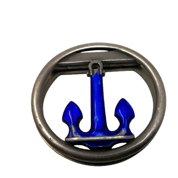 Rare Vintage Gucci 800 Silver & Cobalt Blue Enamel Anchor Money Clip | Circa 195 - Picture 1 of 4